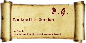 Markovitz Gordon névjegykártya